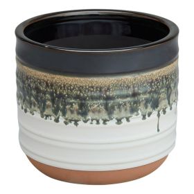 Better Homes & Gardens Pottery 6-Inch Nikolaos Black Ceramic Planter – Modern Indoor and Outdoor Decorative Plant Pot