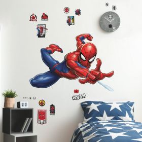 Extra Large Peel & Stick Wall Decal – Red Superhero Theme, 41" x 28", Removable & Reusable, 19-Piece Set