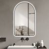 28"x40"Arched LED Mirror for Bathroom,Time and temperature display, Backlight, Anti-Fog, Dimmable