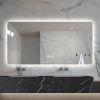28*60in LED bathroom mirror, corrosion-resistant, three-color dimmable, backlit mirror with one-touch demist function