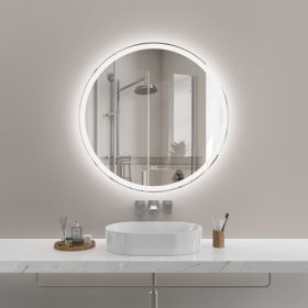 40"x40" Modern LED Round Smart Mirror Bathroom Mirror, Front Lit & Back Lit With 3 Color Adjustable, Memory Function, Anti-Fog