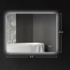 HOMCOM Dimmable Bathroom Mirror with Lights, 32" x 24" Backlit LED Mirror w/ Anti-Fog, Memory & Infinite Color Temperature