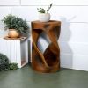 Twist Shape Concrete Side Table,Unique Modern End Table for Home Decor