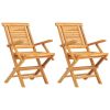 Folding Patio Chairs 2 pcs 22"x24.8"x35.4" Solid Wood Teak