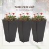28ft Tall Plastic Planters, Set of 3, Flower Pot, anti-crack, fade-resistant, square shape with a matte surface, Outdoor & Indoor, for lawns, patios
