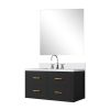 Black Single Bath Vanity 36 in. W x 22 in. D, Cultured Marble Countertop, 34 in. Mirror and Faucet Set