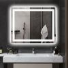HOMCOM Dimmable Bathroom Mirror with Lights, 39" x 32" Backlit/Front Lit LED Mirror, Anti-Fog, Memory, Infinite Color Temp