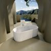 67" Freestanding Solid Surface Bathtub, Luxury Engineered Stone Resin Freestanding Soaking Bathtub with Overflow and Pop-up Drain cUPC Certified