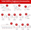 240Pcs Pegboard Hooks Assortment Garage Pegboard Accessories Organizer Kit 1/8 and 1/4 inch Peg Board Hooks