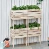 Outsunny 4pcs Outdoor Wooden Raised Planter Box Kit, Elevated Garden Beds for Plants Flowers Vegetables Fruits, DIY Raised Garden Bed, Natural