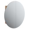 Bathroom Cabinet with Round Mirror&LED Oak 21.3"x21.3"x6.9"