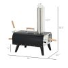 Outsunny Outdoor Pizza Oven Wood Fired with 12 Stone Peel Waterproof Cover for Patio Cooking Black