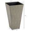 Set of 3 Tall Planters with Drainage Hole, 28" Outdoor Flower Plant Pots, Indoor Planters for Porch Patio and Deck, Gray