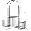 Outsunny Romantic Archway: 86" Metal Garden Arch with Planters for Climbing Vines, Black