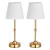 Cordless Table Lamp 2 Pack Rechargeable Battery Desk Lamp Fabric Shade Gold