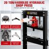 20-Ton Hydraulic Shop Press with Press Plates, H-Frame Garage Floor Press, Adjustable Working Table Height