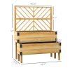 Outsunny 2 Tier Raised Garden Bed with Trellis, Wooden Elevated Planter Box with Legs and Metal Corners, for Vegetables, Flowers, Herbs, Natural