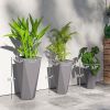 Outsunny Trio of Tall Grey Planters: Stackable, with Drainage, Ideal for Outdoor or Indoor Use|