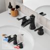Bathroom Faucets for Sink 3 Hole Black 8 inch Widespread Bathroom Sink Faucet with Pop Up Drain Double Lever Handle Faucet Bathroom Vanity Faucet Basi