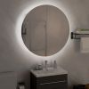 Bathroom Cabinet with Round Mirror&LED Oak 21.3"x21.3"x6.9"