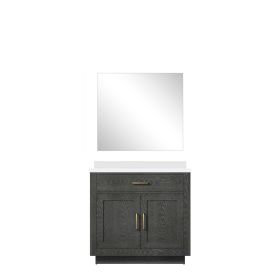 Black Oak Single Bath Vanity 36 in. W x 22 in. D, Cultured Marble Countertop and 34 in. Mirror