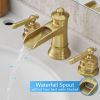 Bathroom Faucets for Sink 3 Hole Nickel Gold 8 inch Widespread Bathroom Sink Faucet with Pop Up Drain Double Lever Handle Faucet Bathroom Vanity Fauce