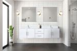 Glossy White Double Bath Vanity 80 in. W x 22 in. D, Cultured Marble Top, and Faucet Set