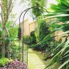 Outsunny Romantic Archway: 86" Metal Garden Arch with Planters for Climbing Vines, Black