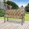 Outsunny Outdoor Bench Cushion Tufted 3-Seater Khaki for Swing Chair Patio Sofa