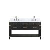 Black Oak Double Bath Vanity 60 in. W x 22 in. D, Carrara Marble Top, and Faucet Set