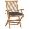 Patio Chairs with Anthracite Cushions 2 pcs Solid Teak Wood