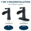 Sink Faucet With Deck Plate Waterfall Black with Pop Up Drain and Supply Lines Bathroom faucets for Sink 1 Hole or 3 Holes One Handle Faucets Vanity B