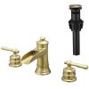 Bathroom Faucets for Sink 3 Hole Nickel Gold 8 inch Widespread Bathroom Sink Faucet with Pop Up Drain Double Lever Handle Faucet Bathroom Vanity Fauce