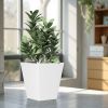 22" H Tall Mental Tapered Planter – Large Outdoor & Indoor Garden Plant Pot with Drainage Hole and Rubber Plug