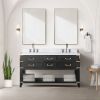 Black Oak Double Bath Vanity 60 in. W x 22 in. D, Carrara Marble Top, and Faucet Set