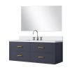 Blue Single Bath Vanity 48 in. W x 22 in. D, Cultured Marble Countertop, 43 in. Mirror and Faucet Set