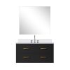 Black Single Bath Vanity 36 in. W x 22 in. D, Cultured Marble Countertop, 34 in. Mirror and Faucet Set