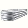 2 Pack Land Guard Zincized Raised Garden Bed Sets, Zincized Planting Garden Boxes Outdoor, Oval Large Metal Vegetable