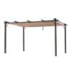 Outsunny 10x13 ft Aluminum Patio Pergola Outdoor Retractable Canopy Backyard Shade Shelter Brown