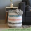 Recycled Cotton Laundry Basket Multicolor Melange Woven Rope Blanket Storage Basket Toys Towels Laundry and Living Room Organization  15x15x17.7 inch
