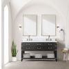 Black Oak Double Bath Vanity 60 in. W x 22 in. D, Carrara Marble Top, and Faucet Set