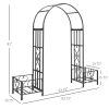 Outsunny 6.7' Metal Garden Arch, with Gate and Planter Boxes, Steel Arch Arbor, Water-Resistant, for Ceremony, Weddings, Dark Gray