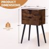 Nightstand with 2 Drawers, Bedside Tables with Solid Wood Legs and Storage, End Table, Side Table, Bedside Furniture for Bedroom, Living Room
