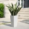 25" H Tall Mental Tapered Planter – Large Outdoor & Indoor Garden Plant Pot with Drainage Hole and Rubber Plug