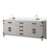 White Oak Double Bath Vanity 80 in. W x 22 in. D, White Quartz Top, and Faucet Set
