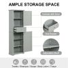 Tall Bathroom Storage Cabinet, Freestanding Storage Cabinet with Drawer and Adjustable Shelf, MDF Board with Painted Finish