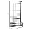 Outsunny Metal Tall Plant Stand with Trellis and Hanging Bar, Plant Holder for Indoor Outdoor Use, 36" x 12.8" x 74", Black