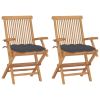 Patio Chairs with Anthracite Cushions 2 pcs Solid Teak Wood