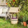Outsunny Wood Wishing Well for Outside with Hanging Bucket, Wishing Well Planter with Drain Hole for Garden Patio, Natural