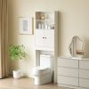 Over The Toilet Storage Cabinet, Farmhouse Storage Cabinet Over Toilet with 2 Barn Door & Toilet Paper Holder Stand,Home Space-Saving Toilet Rack